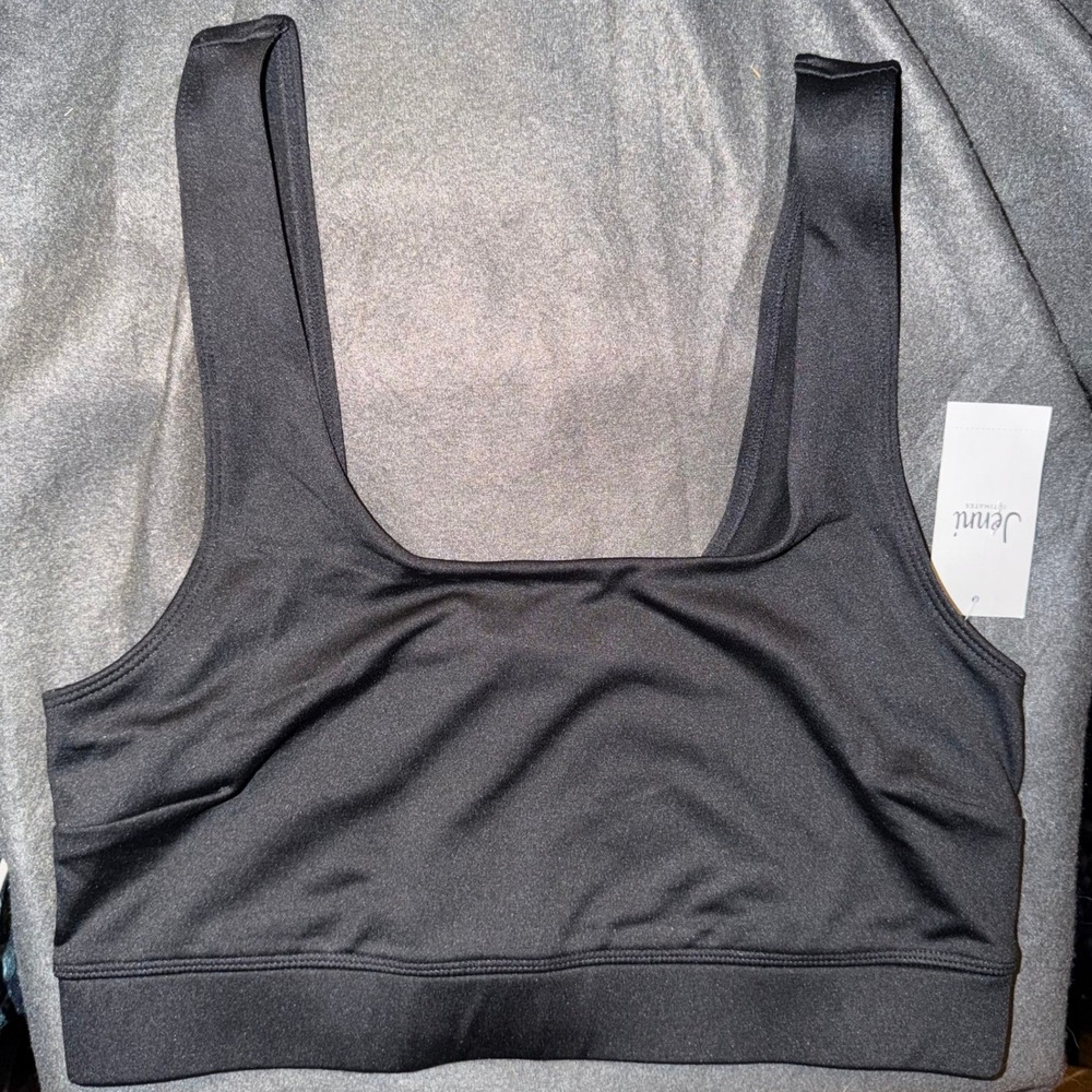 Jenni Intimates Womens Black Square Neck Sports Bra Bralette Large 100139253
